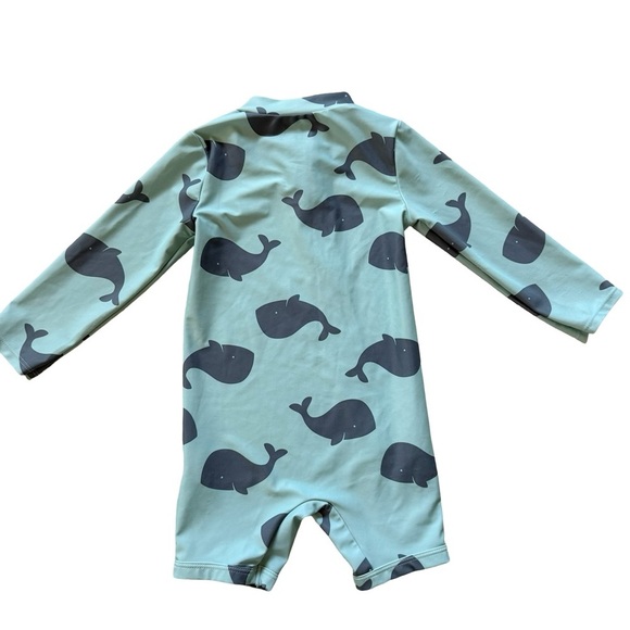 Simple Joys by Carters Whale Print Rashguard Swimsuit Blue 18M - Picture 2 of 6